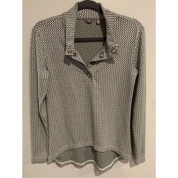 Merrell Tops - MERRELL Performance Polo-Indira Snap Womens-Blue/White Geometric L/S Medium